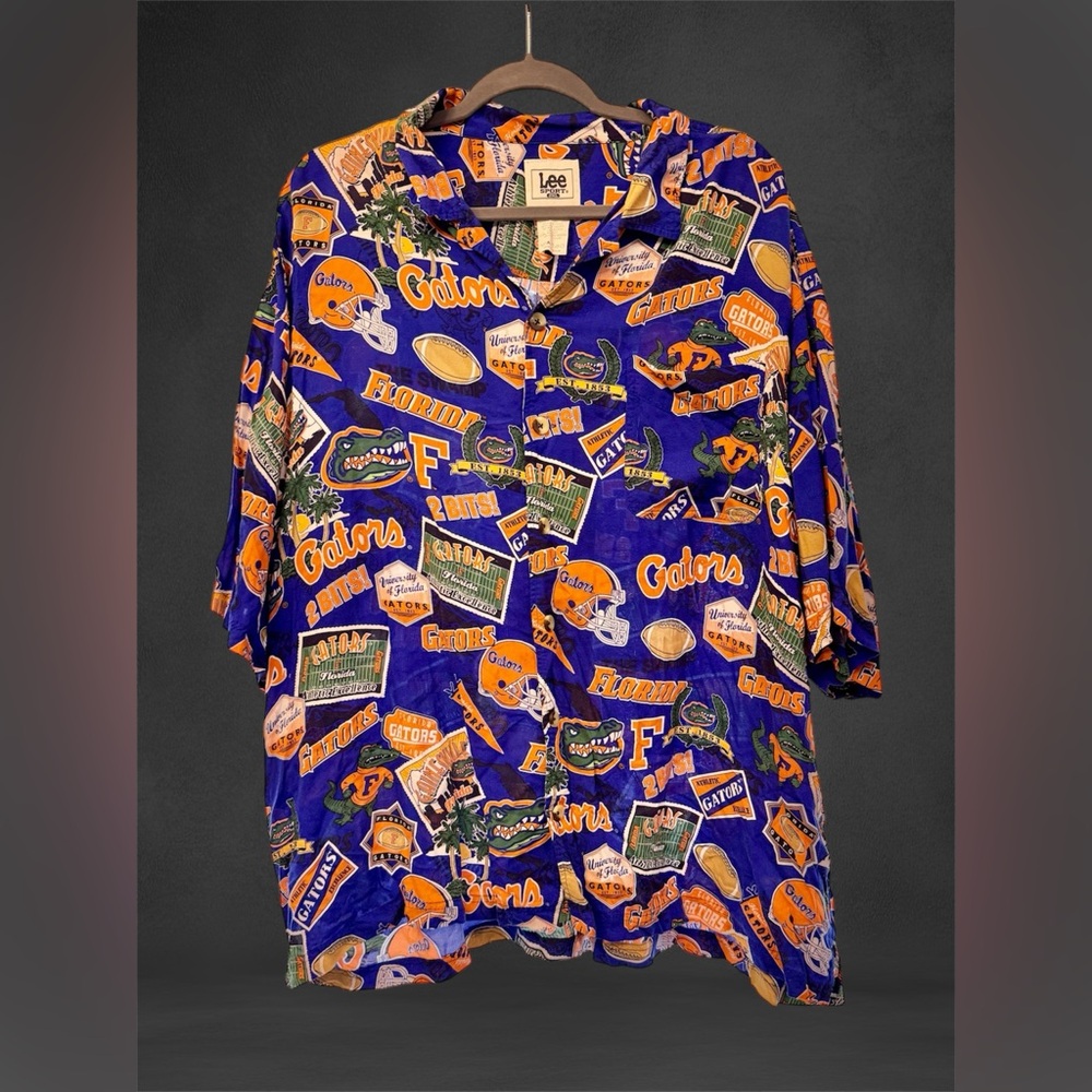 Vintage Florida Gators All Over Print Hawaiian Button Up Shirt Size 2X